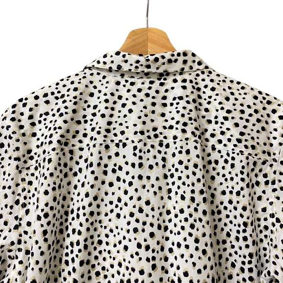 Talbots non iron leopard animal print metallic button-up long sleeve shirt 18 - Picture 11 of 14